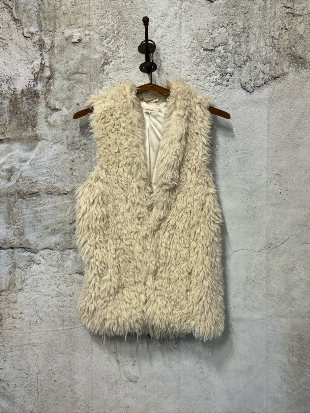 Maurices Cream Faux Shearling Vest